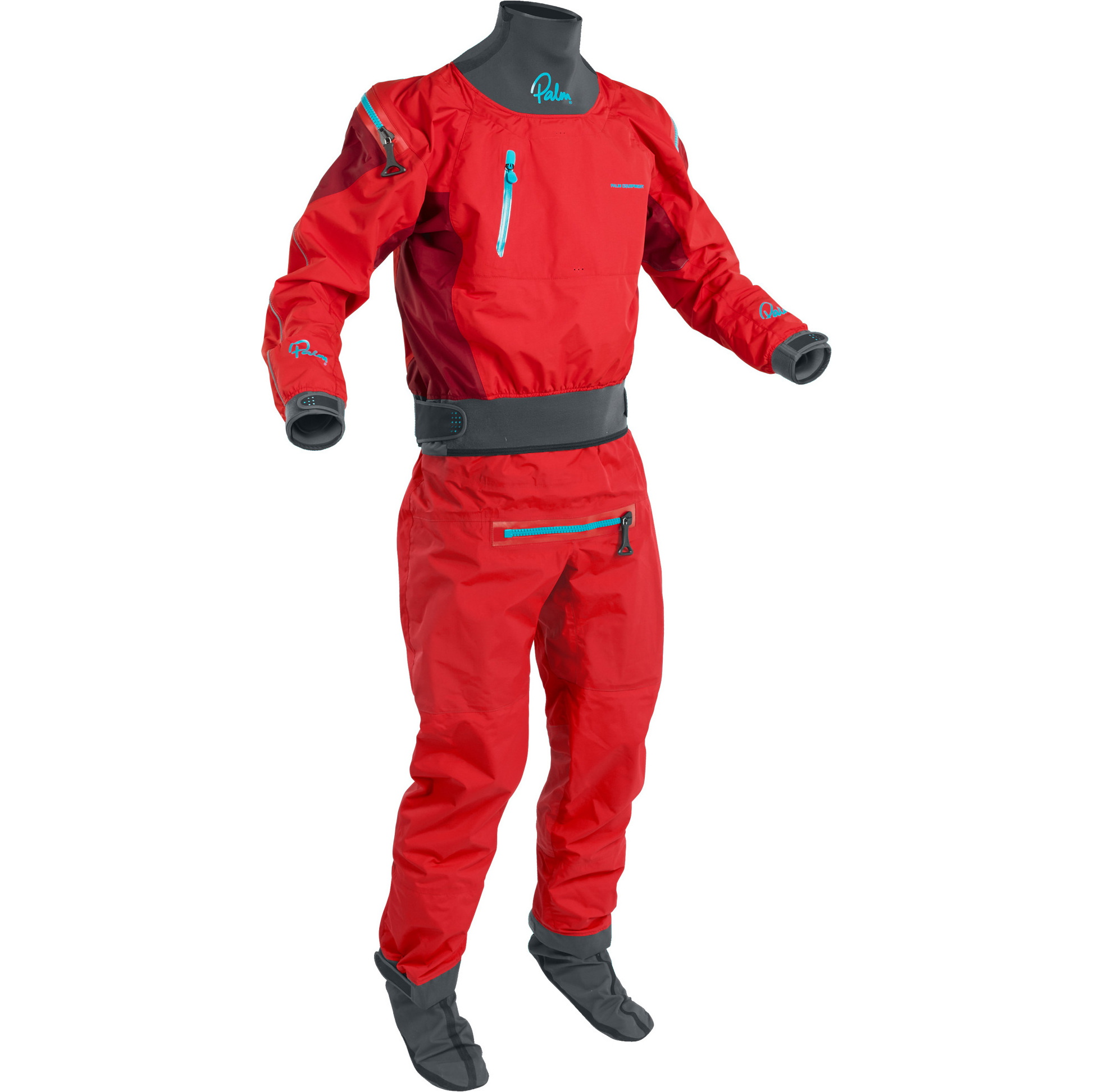 2025 Palm Mens Atom Back Zip Kayak Drysuit & Con Zip Flame / Chilli 12380