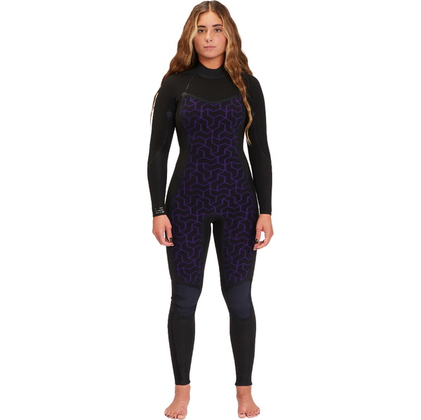 2025 Billabong Frauen Synergy 5/4mm Rückenreißverschluss Neoprenanzug ABJW100134 - Wild Black