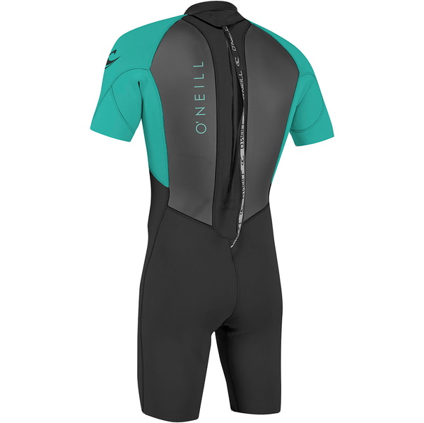 2025 O'Neill Youth Reactor II 2mm Rückenreißverschluss Shorty Neoprenanzug 5045 - Black / Aqua