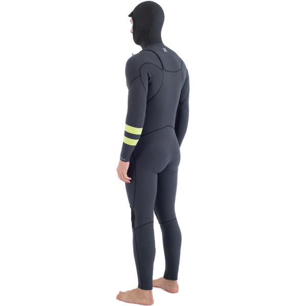2025 Hurley Männer Plus 5/3mm Mit Kapuze Brustreißverschluss Neoprenanzug MFS0012543 - Black / Lemon