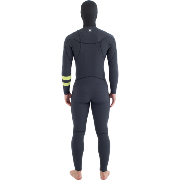 2025 Hurley Männer Plus 5/3mm Mit Kapuze Brustreißverschluss Neoprenanzug MFS0012543 - Black / Lemon