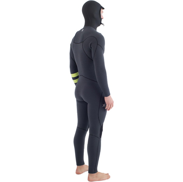2025 Hurley Männer Plus 5/3mm Mit Kapuze Brustreißverschluss Neoprenanzug MFS0012543 - Black / Lemon