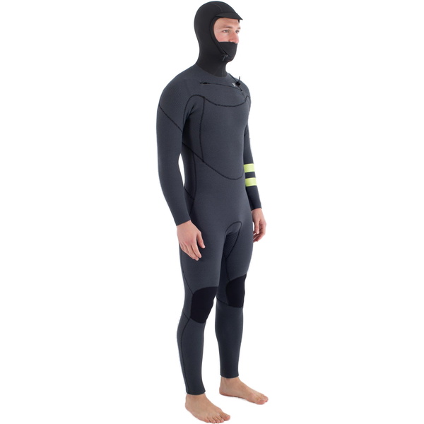 2025 Hurley Männer Plus 5/3mm Mit Kapuze Brustreißverschluss Neoprenanzug MFS0012543 - Black / Lemon