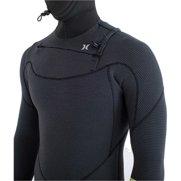 2025 Hurley Männer Plus 5/3mm Mit Kapuze Brustreißverschluss Neoprenanzug MFS0012543 - Black / Lemon