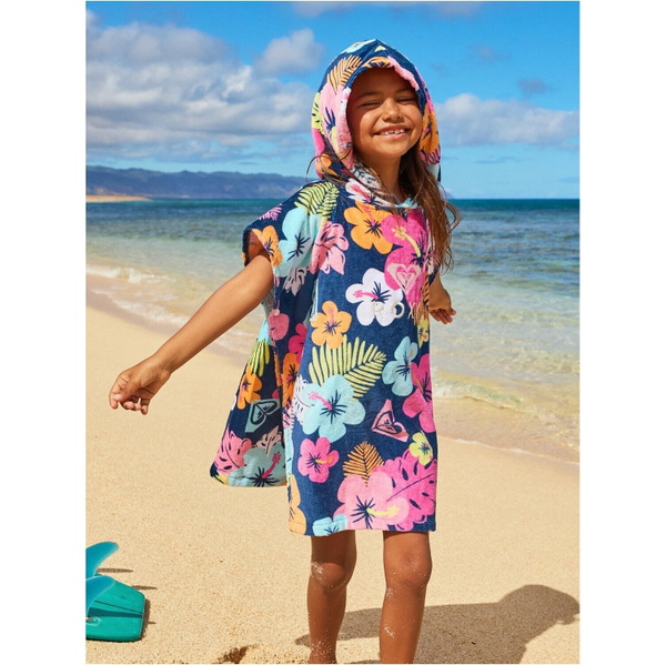 2026  Roxy   Junior  Stay Magical Bedrucktes Kapuzenhandtuch ERLAA03064  Mood Indigo Morning Flowers Tw