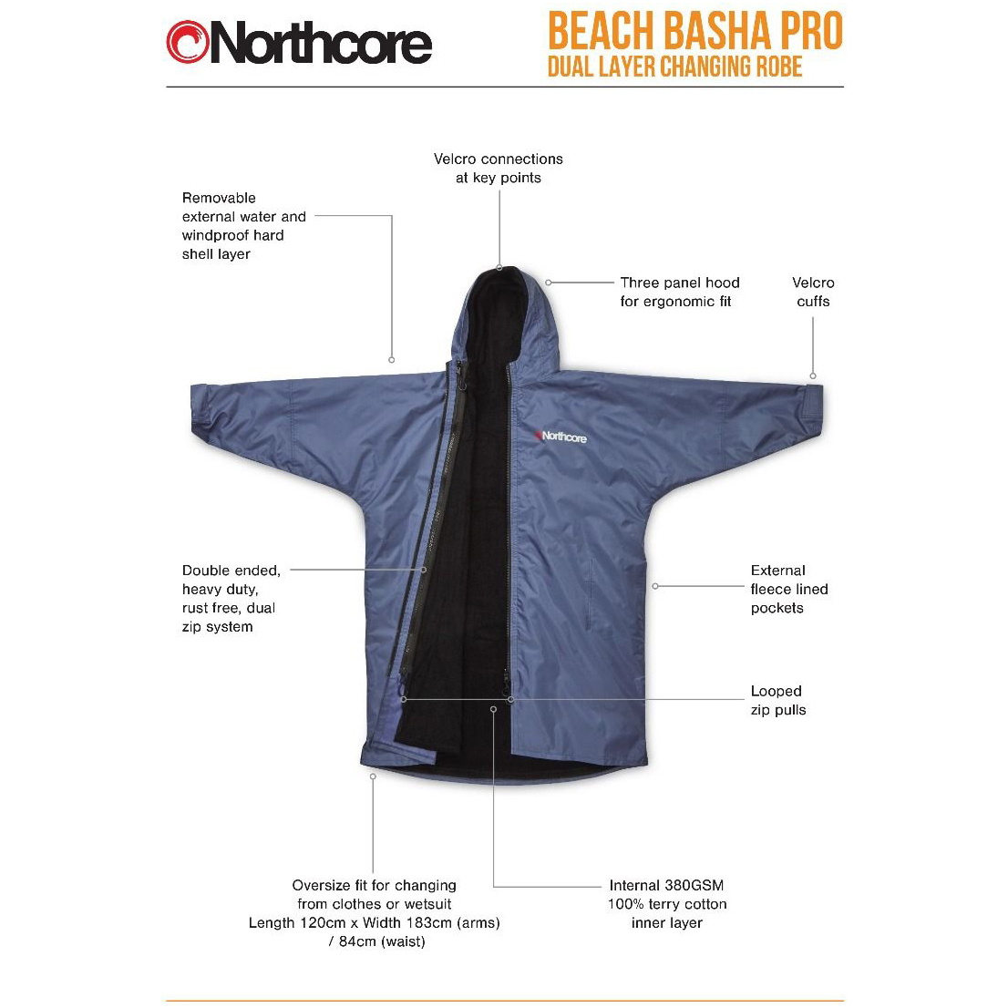 2026 Northcore Beach Basha Pro 4 Jahreszeitlich Wechselnde Robe Noco24j - Blau
