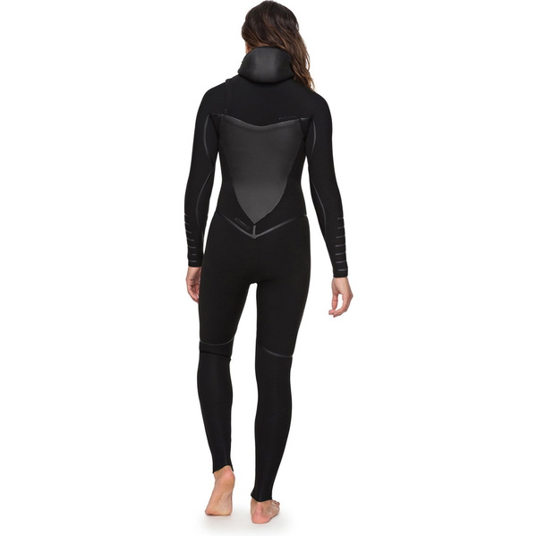 Roxy Frauen Syncro Zuzüglich 5/4/3mm Mit Kapuze Chest Zip Wetsuit Schwarz Erjw203002