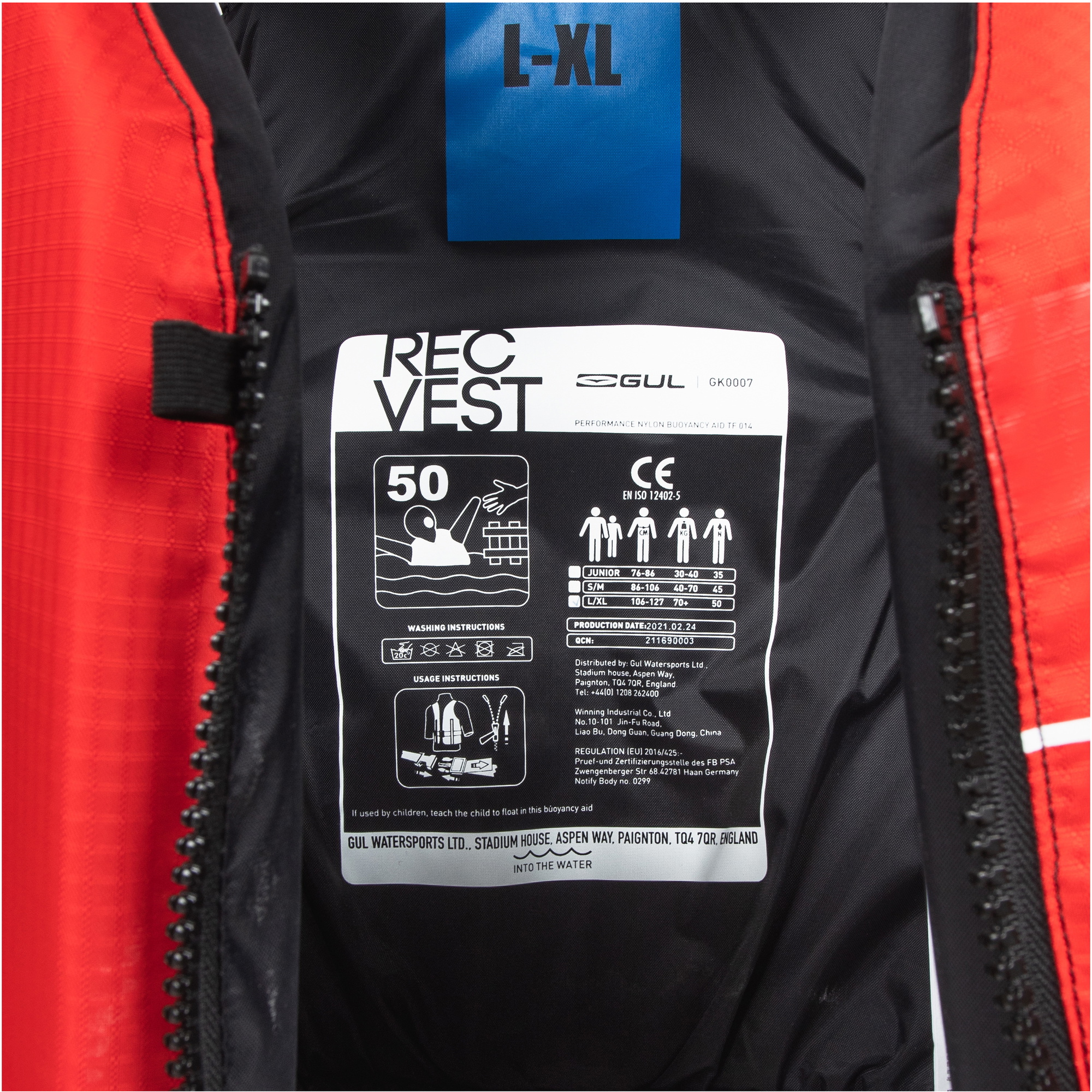 2026 Gul Junior Erholungsweste Schwimmhilfe Gk0007-B7 - Red / Black