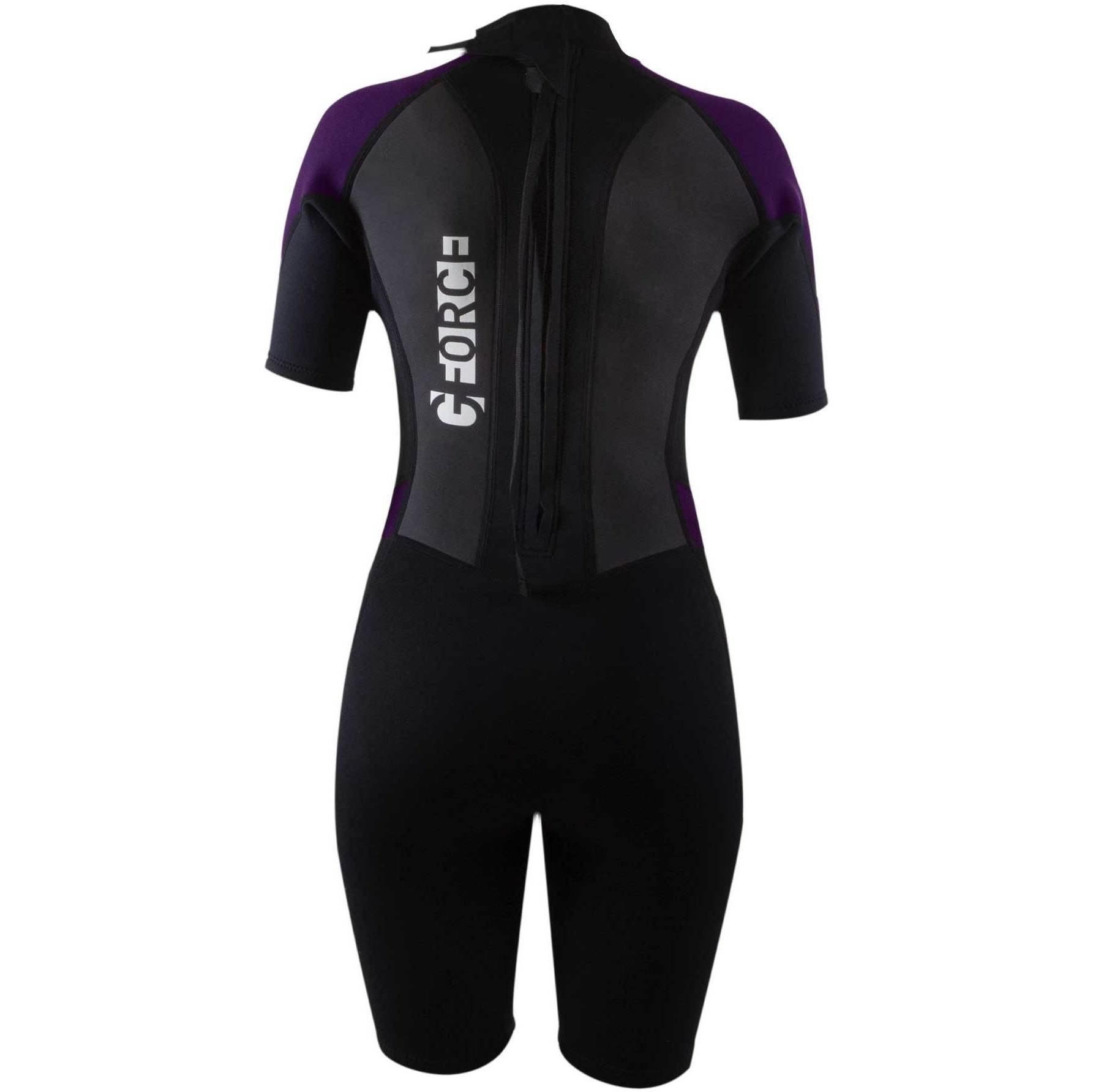 2025 Gul Frauen G-Force 3mm Rückenreißverschluss Shorty Neoprenanzug GF3306-B7 - Black / Mulberry