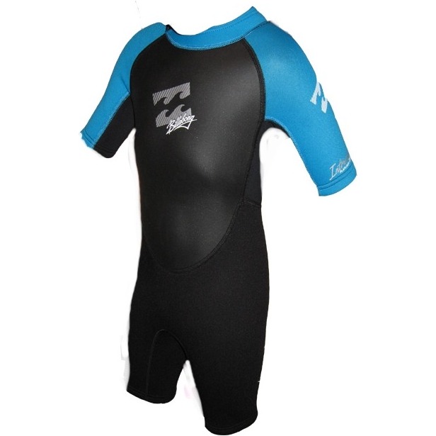 Billabong Kleinkind 2mm Intruder Shorty Neoprenanzug in Blk / Caribbean Blue D42B03