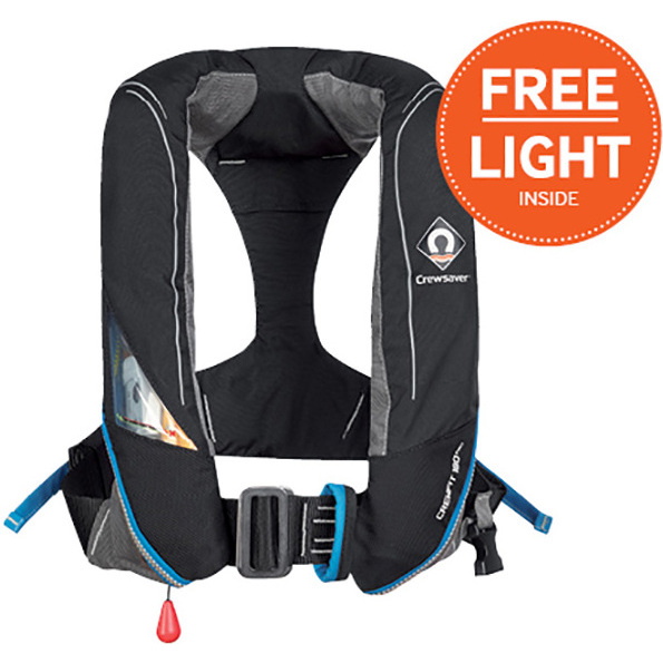 2026 Crewsaver Crewfit 180N Pro Automatik mit Harness Rettungsweste Schwarz 9025BKA + FREE LIGHT
