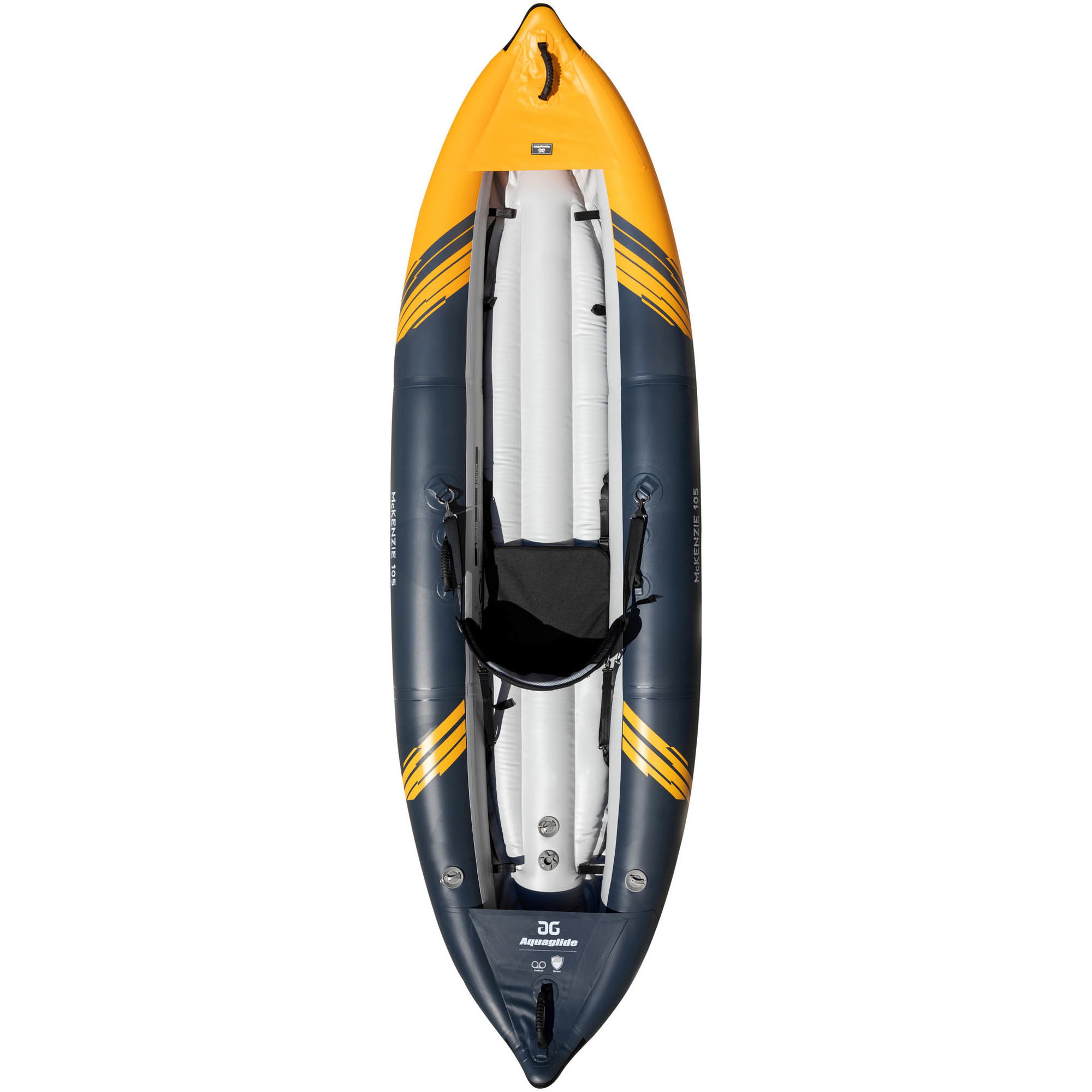 2025 Aquaglide McKenzie 105 1 Person Weißes Wasser-Kajak AMWW1 - Navy / Orange