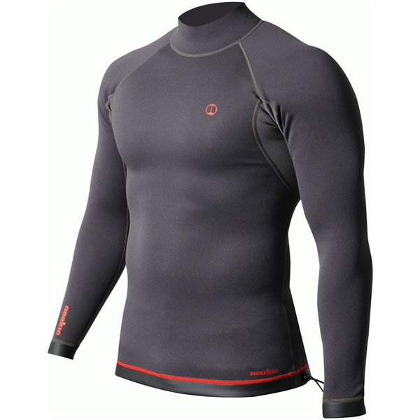 2026 Nookie M&auml;nner Ti 1mm Langarm Neoprenanzug Oberteil NE12 - Black / Rot