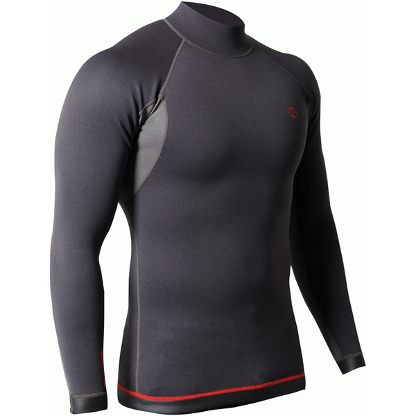 2026 Nookie M&auml;nner Ti 1mm Langarm Neoprenanzug Oberteil NE12 - Black / Rot