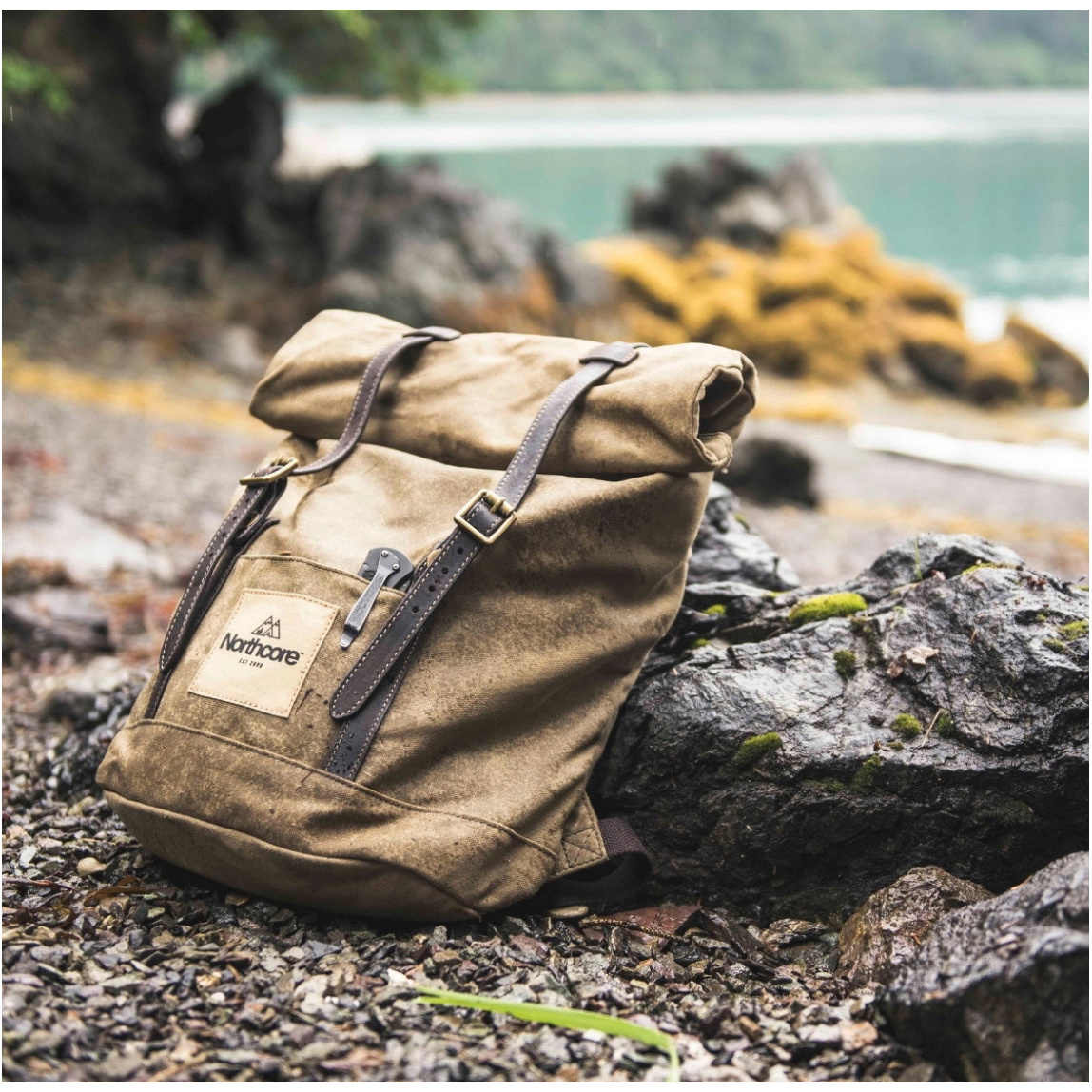 2026 Northcore Rucksack Aus Gewachstem Canvas NOCO118 - Olive Green