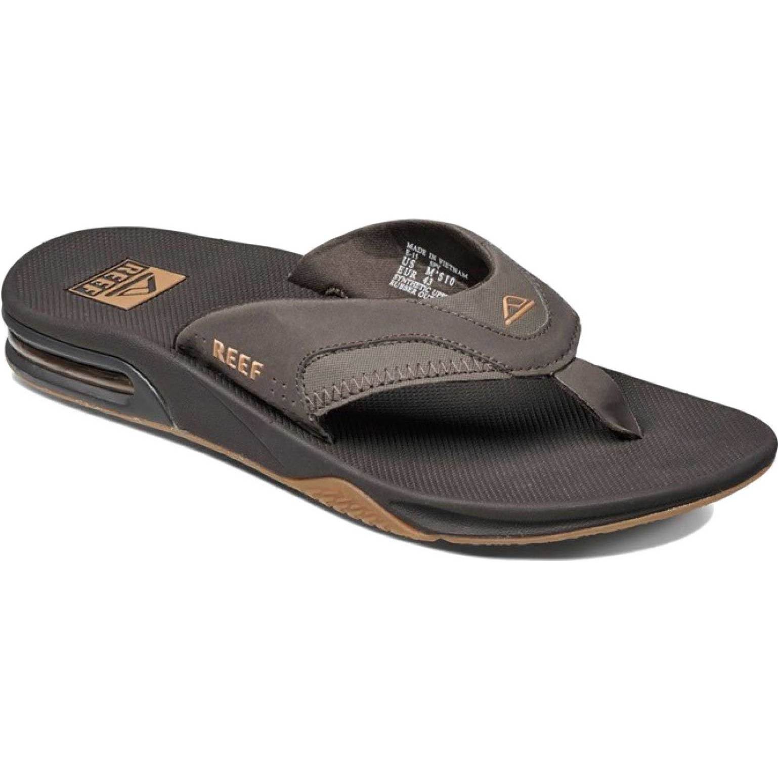2026 Reef Mens Fanning Flip Flops - Brown / Gum