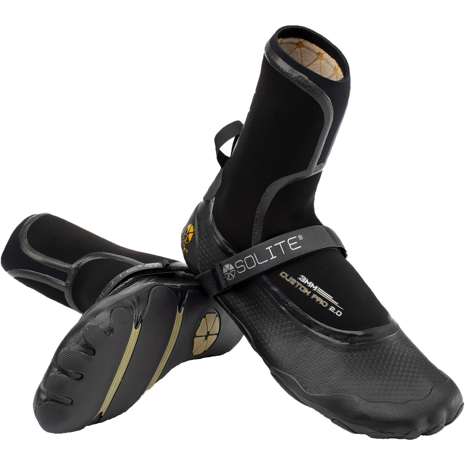 2025 Solite Custom Pro 2.0 3mm Wetsuit Boots 21001 - Black / Gum