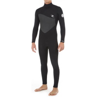 Herren Omega 3/2mm Flatlock Back Zip Neoprenanzug Schwarz