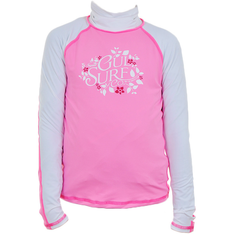 Gul Junior Langarm Surf Rash Weste in PINK / Weiß RG0335