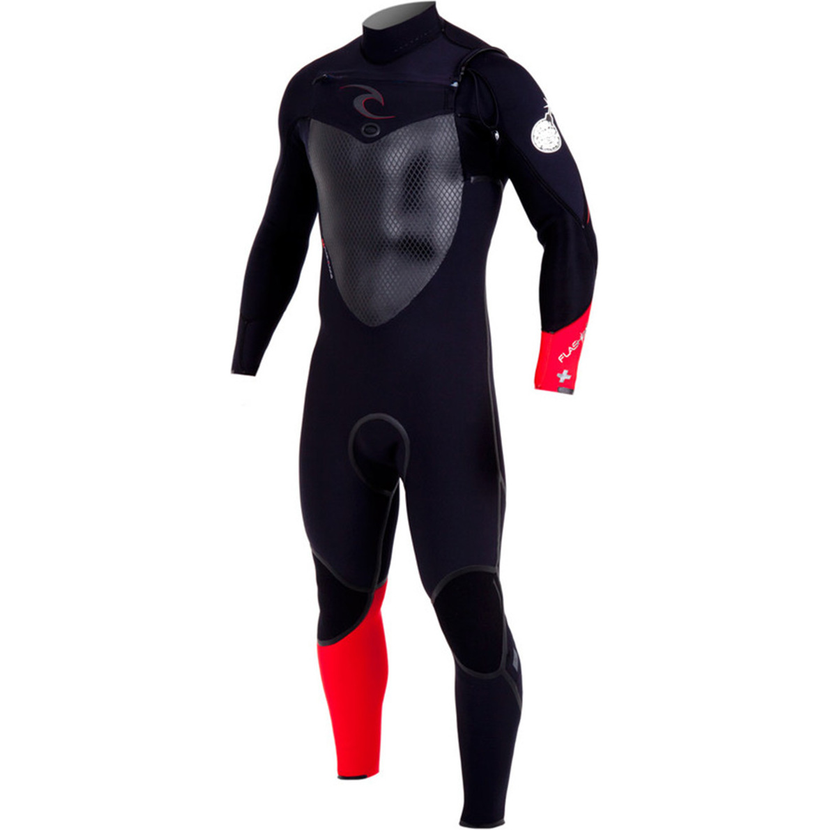 2014 Rip Curl Flashbomb PLUS 3/2 mm GBS Chest Zip Steamer Neoprenanzug schwarz / rot WSM4GF