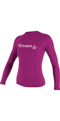 2026 Oneill Womens Basic Skins Langarm Crew Rash Vest 3549 - Fuchsrosa