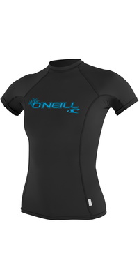 2026 ONeill Womens Basic Skins Short Sleeve Crew Rash Vest 3548 - Black