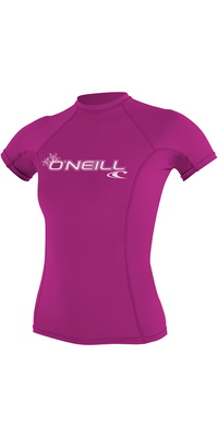 2026 ONeill Womens Basic Skins Short Sleeve Crew Rash Vest 3548 - Fox Pink