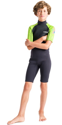 2026 C-Skins Junior Element 3/2mm Back Zip Shorty Wetsuit C-EL32SHJ - Anthracite / Lime