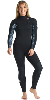 2025 C-Skins Frauen Solace 5/4/3mm Gbs Brustreißverschluss Neoprenanzug C-SO54WCZ - Black / Tropical Black / White