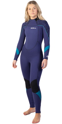 Gul Frauen Response 4/3mm Gbs Rückenreißverschluss Neoprenanzug RE1248-C1 - Blue / Paisley