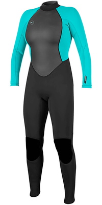 2025 ONeill Frauen Reactor II 3/2mm R&uuml;ckenrei&szlig;verschluss Neoprenanzug 5042 - Black / Aqua