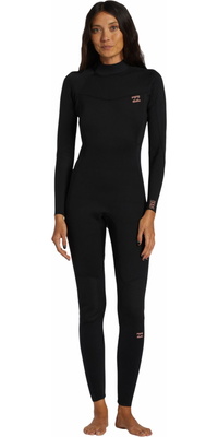 2025 Billabong Frauen Foil 4/3mm Rückenreißverschluss Neoprenanzug ABJW100185 - Black