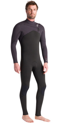 2025 C-Skins Männer NuWave Session 5/4/3mm Brustreißverschluss Neoprenanzug C-NSE54MCZ - Black / Meteor X / Rust