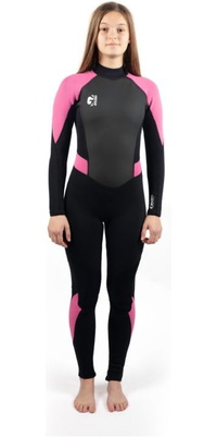 2025 Gul Junior Mädchen G-Force 3mm Flatlock Neoprenanzug GF1308-B7 - Black / Pink