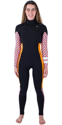 Hurley Frauen Plus Printed 4/3mm Brustreißverschluss Neoprenanzug WFS0012433 - Gym Red / Burghundy Crush