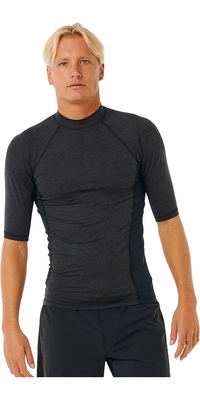 2025 Rip Curl Männer Dawn Patrol Performance UPF Kurzarm-Lycraweste 14BMRV - Black Marled