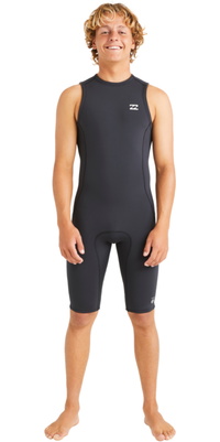 2026 Billabong Männer Absolute Natural 2/2mm Rückenreißverschluss Short John Neoprenanzug ABYW600110 - Black