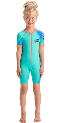 2026 C-Skins Junior Nuwave UV Surfanzug C-NLYSUNSH - Aqua / Orange / Green