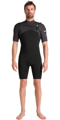 2026 C-Skins Männer NuWave Session Lite 2/2mm Brustreißverschluss Shorty Neoprenanzug C-NSEL22SHM - Black / Meteor
