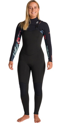2026 C-Skins Frauen Solace 4/3mm Brustreißverschluss Neoprenanzug C-NSO43WCZ - Raven Black / Black X