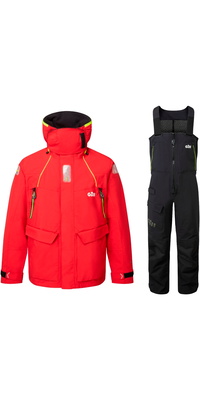 2026 Gill Männer OS2 Offshore-Jacke Und Hose Segelanzug GMOOJATCSRB  Rot / Black