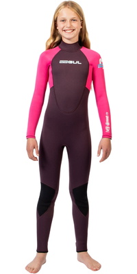 2025 Gul Junior G-Force Natur 3/2mm RÃ¼ckenreiÃŸverschluss Neoprenanzug GF1307-PUPI - Purple / Pink