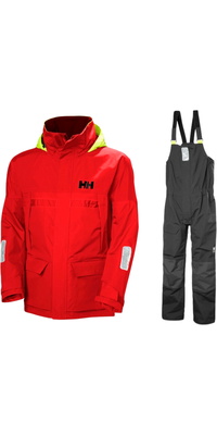 2026 Helly Hansen Männer Pier 4.0 Jacket & Pier 4.0 Bib Sailing Suit HHMPJAPBBAR - Alert Red / Ebony