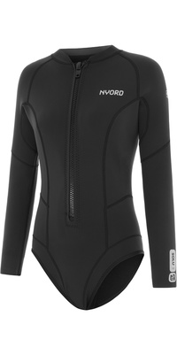2026 Nyord Frauen Solu Yulex 2/2mm Langärmel Reißverschluss Vorne Spring Shorty Neoprenanzug SOLWHL22001-BLK - Black