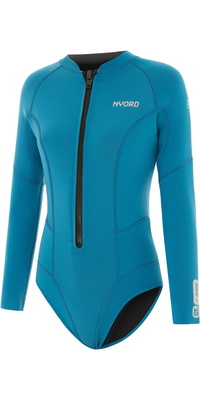 2026 Nyord Frauen Solu Yulex 2/2mm Langärmel Reißverschluss Vorne Spring Shorty Neoprenanzug SOLWHL22001-CBL - Celestial Blue