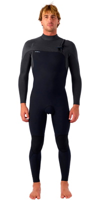 2025 ONeill Männer Hyperfreak Wind 4/3+mm Brustreißverschluss Neoprenanzug 5628 - Black / Tempered Steel