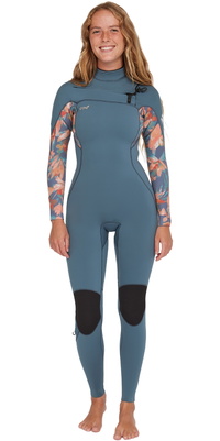 2025 ONeill Frauen Epic 3/2mm Brustreißverschluss Neoprenanzug 5650 - Copen Blue / Painted Tropics