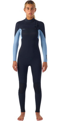 2025 ONeill Frauen Hyperfreak 4/3+mm Brustreißverschluss Neoprenanzug 5349 - Black / Faded Denim