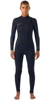2026 ONeill Frauen Hyperfreak Fire 4/3+mm Brustreißverschluss Neoprenanzug 5664 - Black / Black