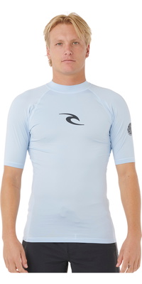 2025 Rip Curl Männer Waves Perf Short Sleeve Lycra Vest 16MMRV - Blue Wind